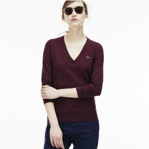 Lacoste Women's Cotton Jersey V-Neck T-Shirt