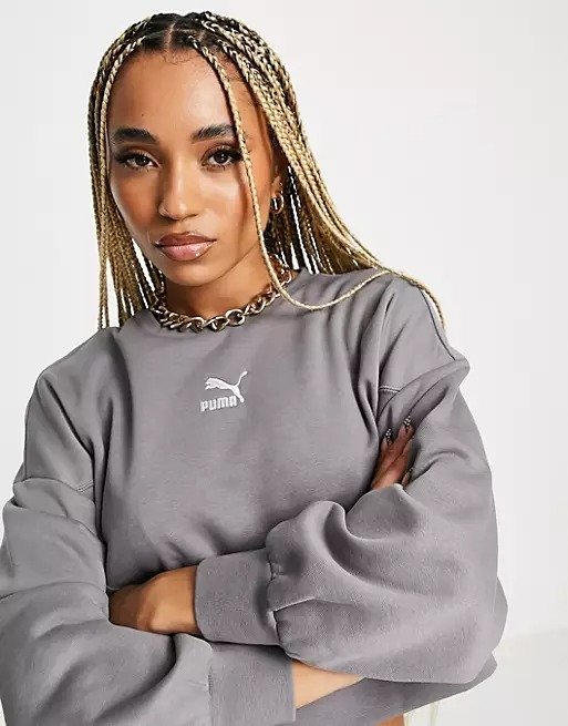 boxy cropped sweatshirt in storm grey - exclusive to ASOS