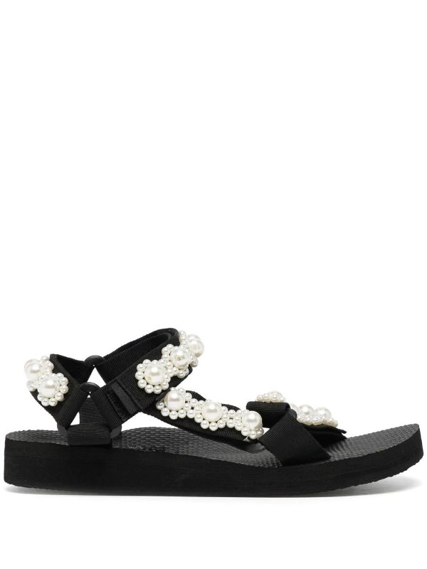peal-embellished touch-strap sandals