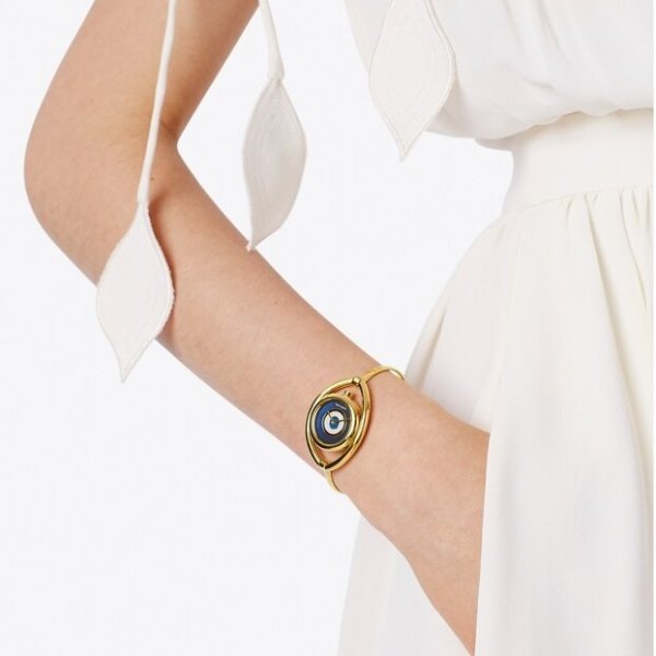 Tory Burch Tory Burch Evil Eye Bangle Watch, Gold-Tone/Ivory, 25 MMSession  is about to end 