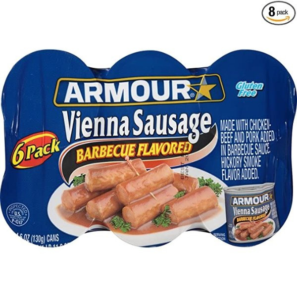 Vienna Sausage, Barbecue, 4.6 Ounce, 6 Count (Pack of 8)