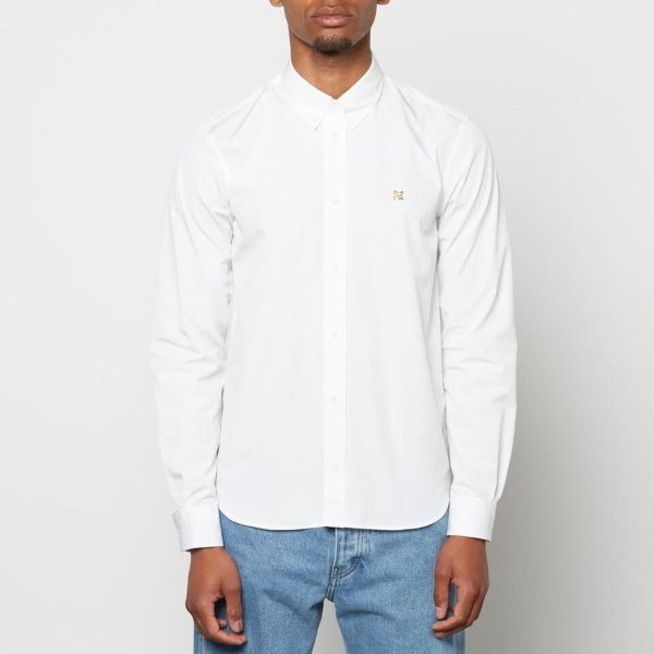Men's Fox Head Embroidery Classic Shirt - White