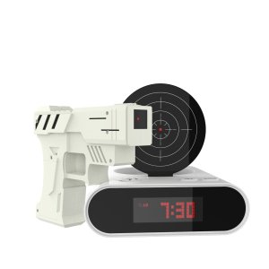 Hey! Play! Toy Gun Alarm Clock Game-Infrared Laser Activated Snooze Target