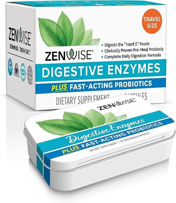 Zenwise 消化酶 - 益生菌复合酶， 15 片