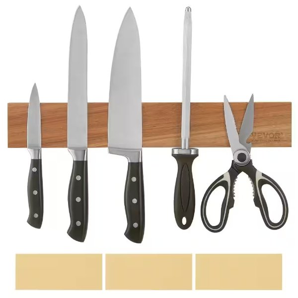 Magnetic Knife Holder 16-Knife with Enhanced Strong Magnet Acacia wood Knife Blocks and Storage Knife Bar