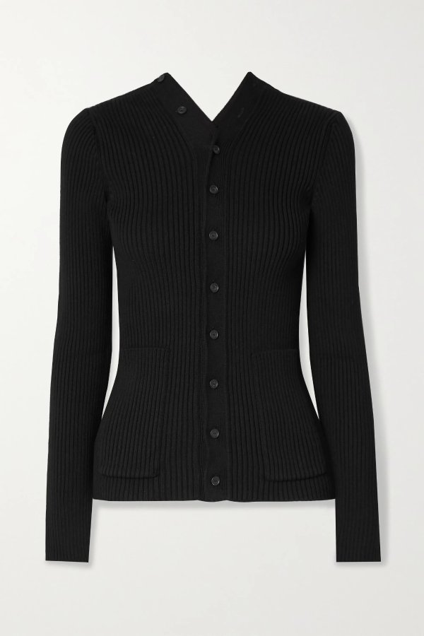 Ribbed cotton-blend cardigan