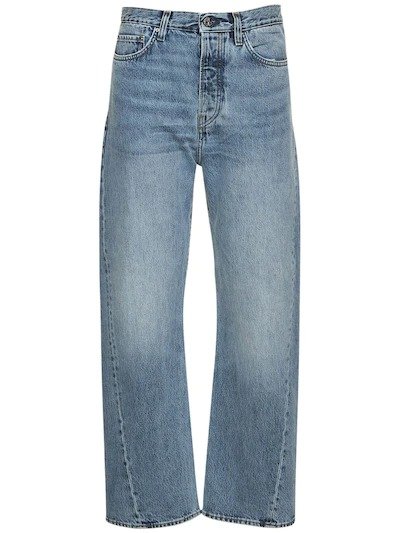 Twisted seam full length denim jeans