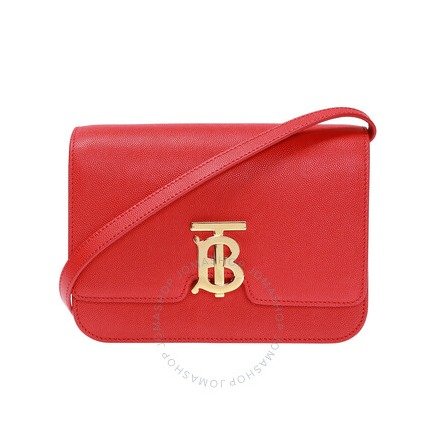 Red Small Grainy Leather Tb Bag