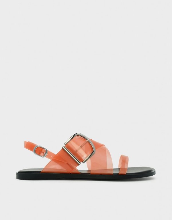 White Transparent Slingback Sandals | CHARLES & KEITH