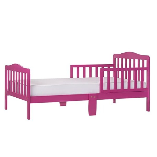 , Classic Design Toddler Bed in Fuchsia Pink, Greenguard Gold Certified , 57x28x30 Inch (Pack of 1)