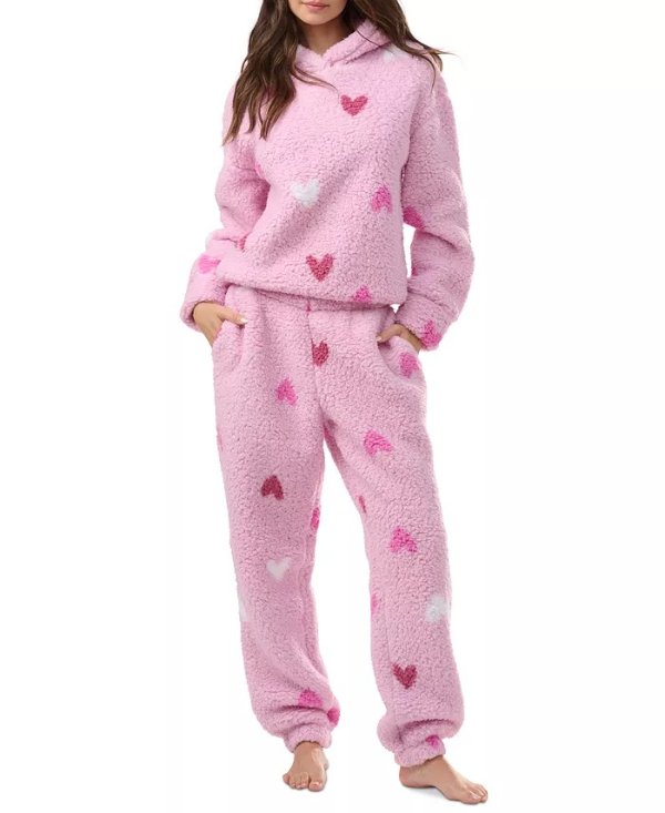Women's 2-Pc. Printed Hooded Jogger Pajamas Set