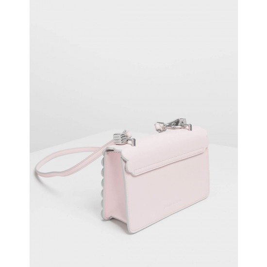 Pink Scallop Trim Crossbody Bag | CHARLES & KEITH
