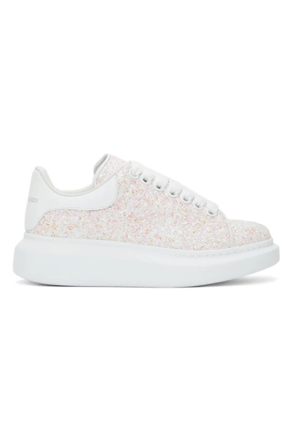 Pink & White Glitter Oversized Sneakers