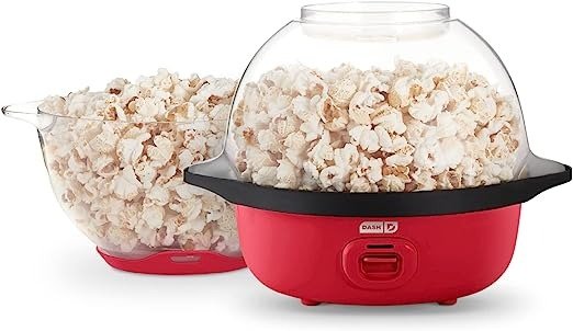 SmartStore™ Stirring Popcorn Maker, 3QT Hot Oil Electric Popcorn Machine with Clear Bowl, 12 Cups - Red