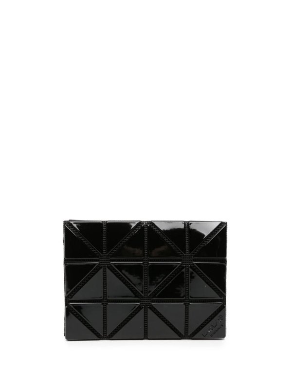 high-shine faux-leather geometric-design cardholder