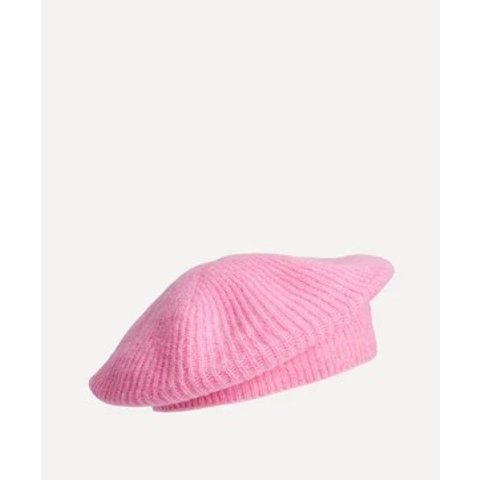 羊毛粉色贝雷帽