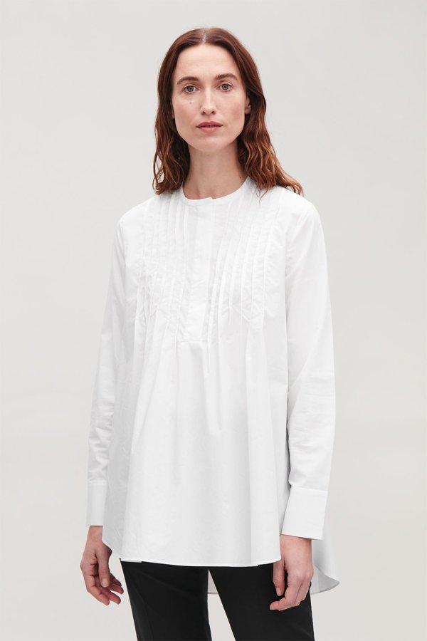 LONG PLEATED-FRONT SHIRT