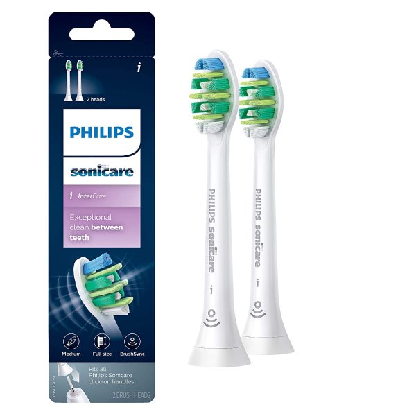  Sonicare Genuine Intercare Replacement Toothbrush Heads, 2 Brush Heads, White, HX9002/65