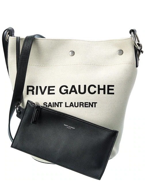 Saint Laurent Rive Gauche Canvas & Leather Bucket Bag