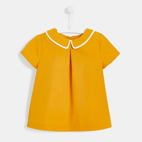 Girl blouse with double collar