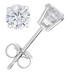 Today Only:1/4 cttw Diamond Stud Earrings 14K White Gold with Push-Backs and Gift Box
