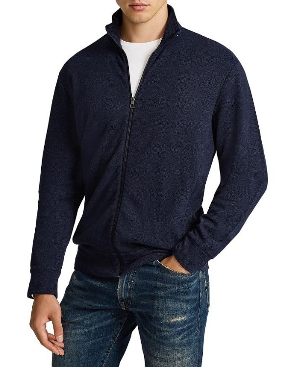 Herringbone Jersey Full Zip Sweater