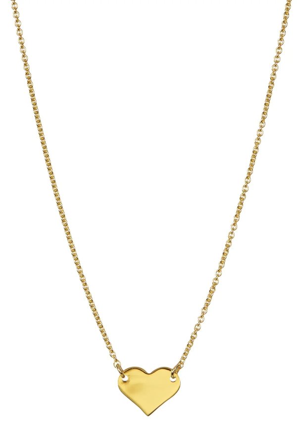 14K Yellow Gold Plated Sterling Silver Heart Necklace