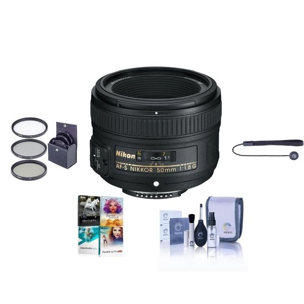 50mm f/1.8G AF-S NIKKOR Lens w/58mm Filter Kit & Pro Software Set