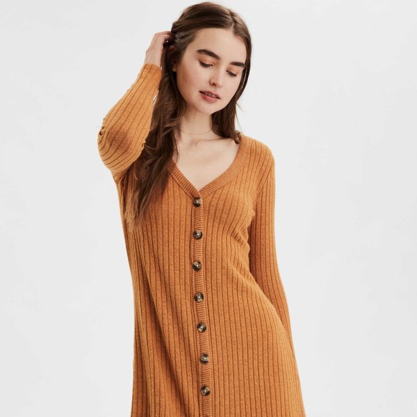 AE Plush Long Sleeve Button Front Dress
