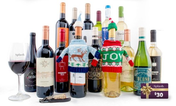Splash Wines 红白葡萄酒15瓶+2瓶圣诞特别版+价值$30代金券