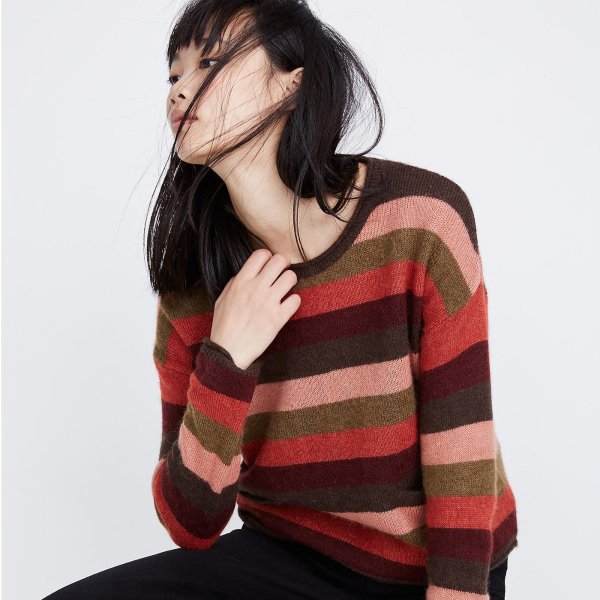 Chelsea Pocket Pullover Sweater in Multi-Stripe