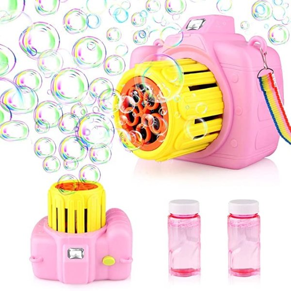 Betheaces Bubble Machine Toys for Kids Toddlers Boys Girls, Automatic Bubble Blower with Bubble Solution Portable Bubble Maker Toy Gift for Children Birthday Party, Wedding, Outdoor Indoor Games