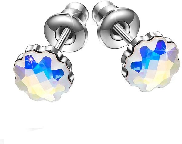 Gifts for Women Hoop Earrings Stud Fashion Jewelry with Swarovski Elements Crystal (Butterfly Dream/Heart Love/Periwinkle Flower)