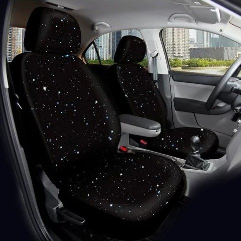 Auto Drive Universal Fit Black Flat Cloth Car Seat Covers