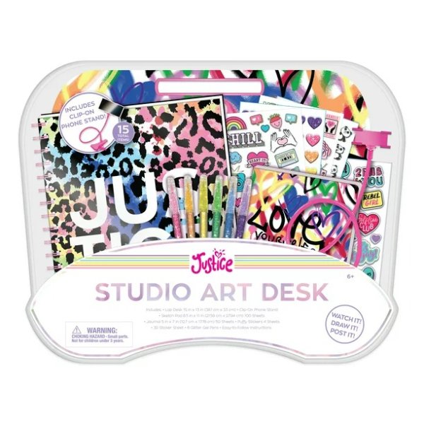 Walmart Justice Studio Art Desk W/ Accessories, Multicolor, Tween, Teen, Girls,  Crafts Misc. 19.91