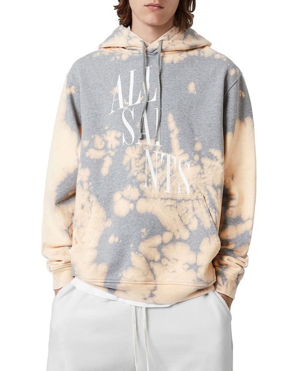 Merger Cotton Logo Print Tie Dyed Relaxed Fit Hoodie