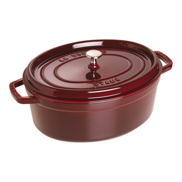 Cast Iron 7 qt, oval, Cocotte, grenadine - Visual Imperfections