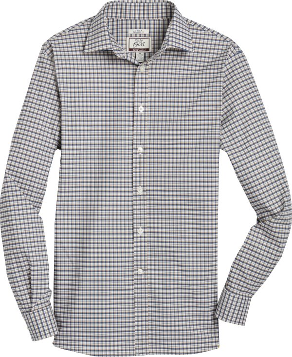 1905 Collection Tailored Fit Spread Collar Check Sportshirt