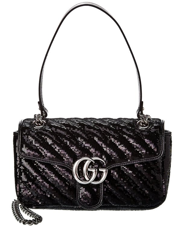 GG Marmont Small Sequin Shoulder Bag / Gilt