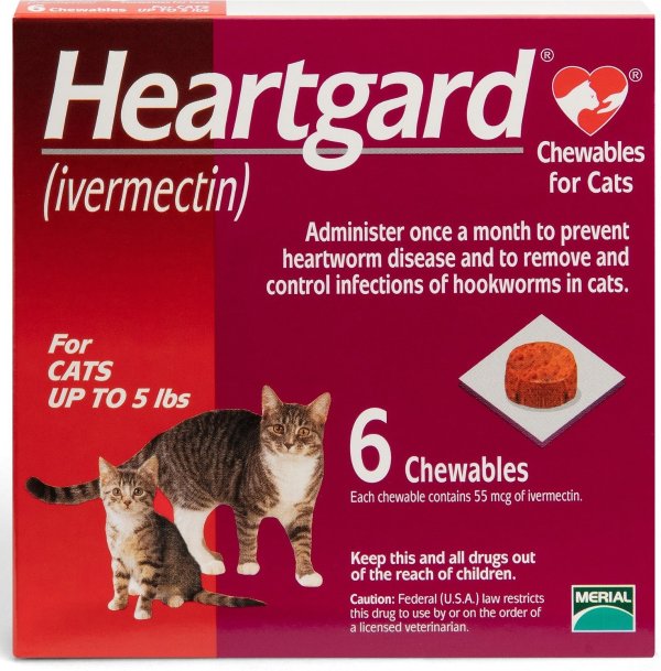Chewable Tablets for Cats, up to 5 lbs, 6 treatments (Red Box) - Chewy.com