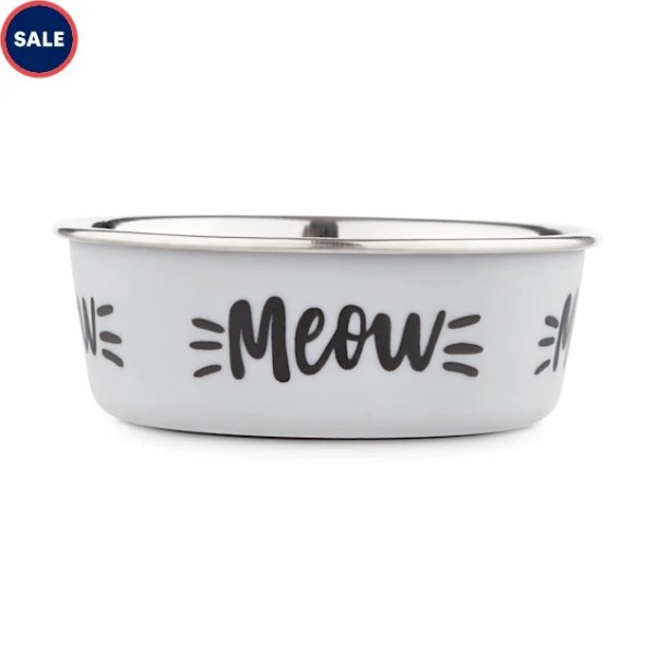 Harmony MEOW Skid-Resistant Stainless Steel Cat Bowl, 1 Cup | Petco