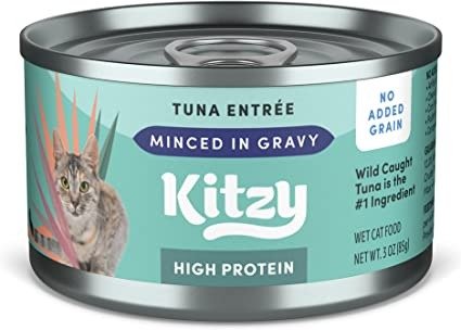  Kitzy Wet Canned Food High Protein, Wild Caught Tuna, No Added Grain, Gravy, 3 oz (Pack of 24)