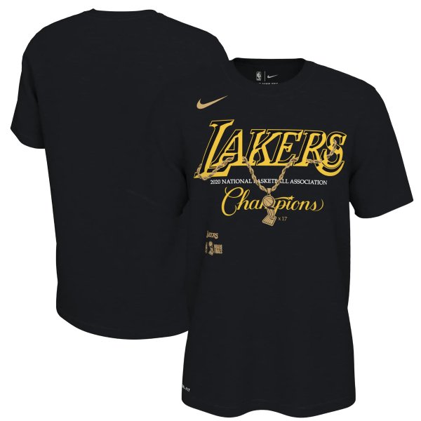 Men's Los Angeles Lakers Nike Black 17-Time NBA Finals Champions Celebration Pendant T-Shirt