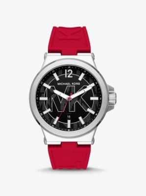 Oversized Dylan Silver-Tone and Silicone Logo Watch