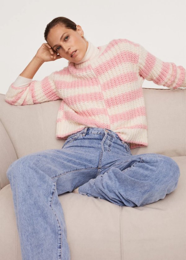 Striped knit sweater - Women | MANGO OUTLET USA