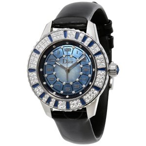 DIOR Christal Blue Mother of Pearl Dial Diamond and Sapphire Ladies Watch Item No. 113510A002