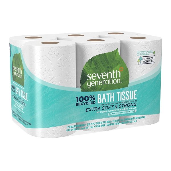 2-Ply 100% Recycled Standard Toilet Paper, White, 240 Sheets/Roll, 12 Rolls/Pack (13733)