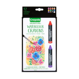 CrayolaSignature Watercolor Crayons & Brush, 12 Ct, Art Supplies for Teens & Adults, Beginner Unisex