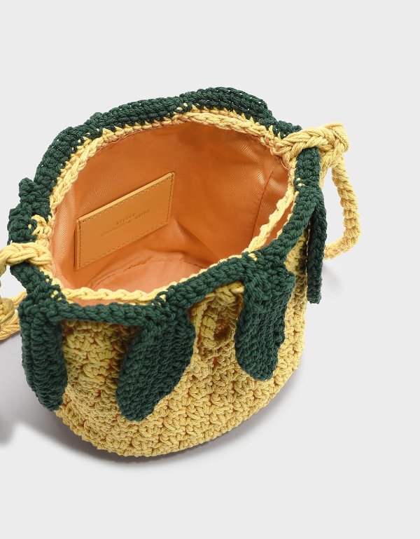 Yellow Kids Crochet Pineapple Crossbody Bag | CHARLES & KEITH