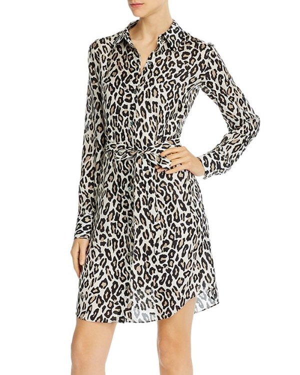 Silk Leopard Shirt Dress